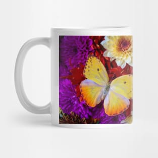 Exotic Yellow Butterfly On Poms Mug